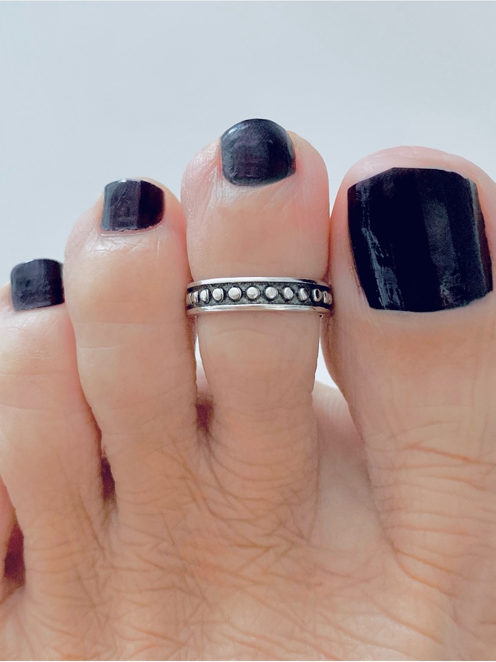 Sterling Silver Bali Style Band Toe Ring, Dot Silver Rings, Boho Jewelry
